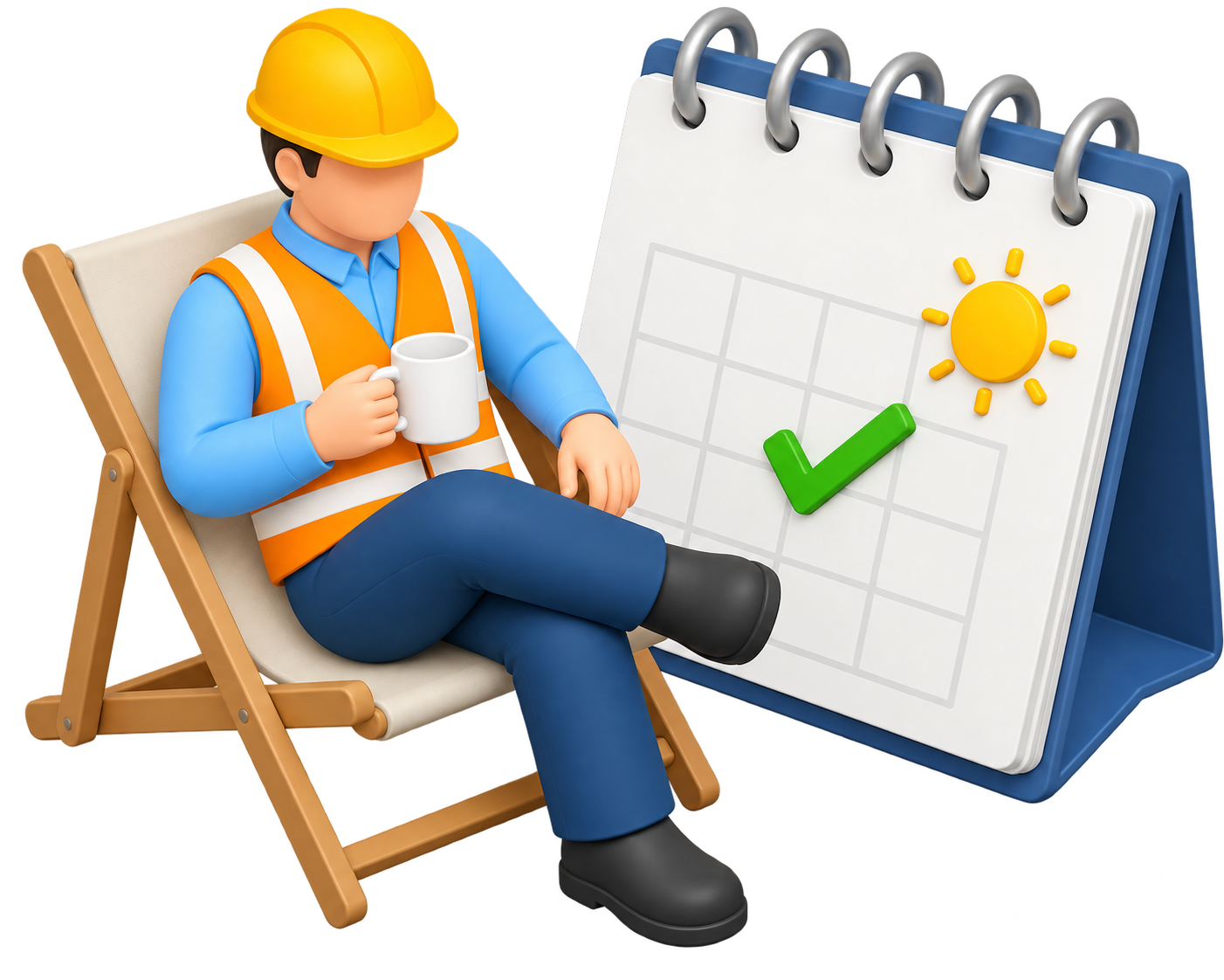 休日を楽しむ建設スタッフのイラスト